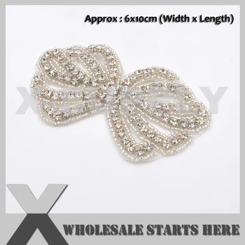 

(3pc/lot) Bridal Crystal Rhinestone Applique Iron On Beaded Patch for Headbands, X1-RAT2396