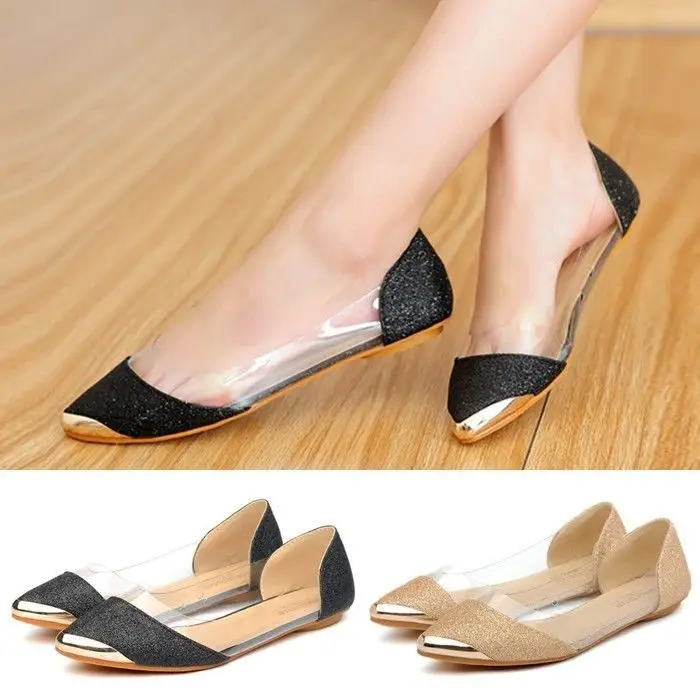 pointed glitter flats