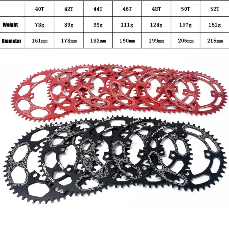 DECKAS MTB Chainring 104BCD горный шоссейный велосипед узкая широкая односкоростная велосипедная цепь черная/красная 40 T-52 T Chainwheel