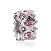 Envío gratis 1 unid Azul Rosa Rojo CARIÑO Crystal SPACER Adapta Europea Pandora Charms Pulseras DIY Cuentas