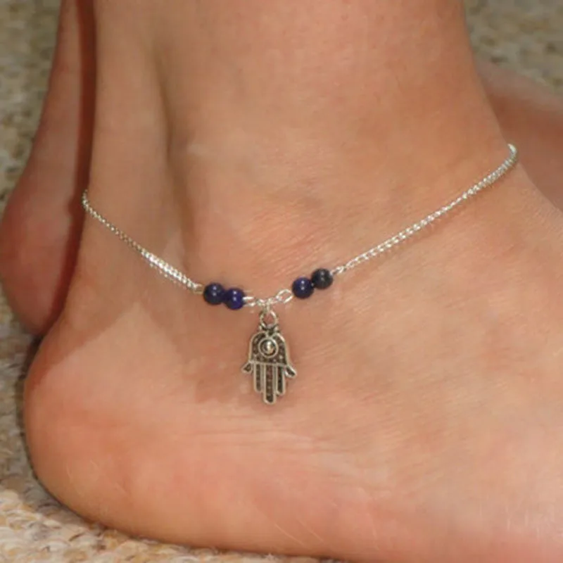 

Girl Simple Hamsa Fatima Ankle Bracelet Chain Beach Foot Sandal Jewelry RB