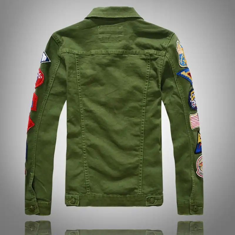 military style jean jacket