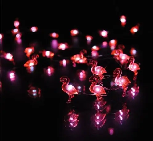 

2sets 10 Flamingo LED Bulbs String Light Battery Opetated Home Party Decor 1.65m