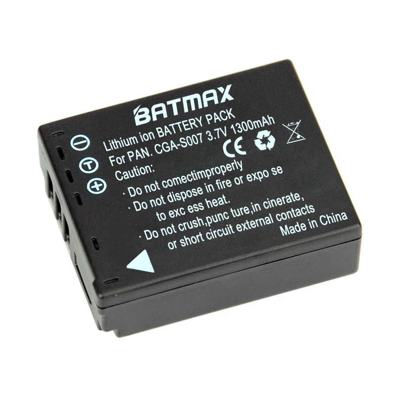 Batmax 1 шт. 1300 мАч CGA-S007 CGA CGR s007e S007 s007a bcd10 Батарея для Panasonic DMC tz1 TZ2 TZ3 TZ4 TZ5 tz50 tz11 tz15 Bateria |