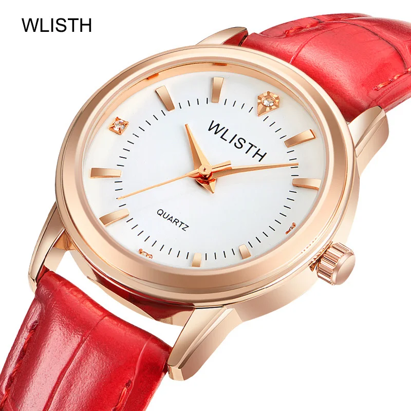 

New Fashion Brand Rose Gold Leather Watches Women ladies casual dress quartz wristwatch Clock Lady Rhinestone reloj mujer