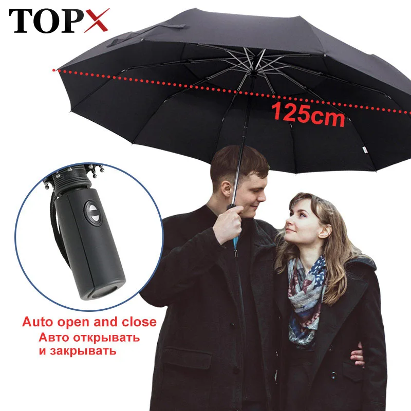Сильный ветроустойчивый 125 см Большой Зонт мужской качественный 10 к складной автоматический зонтик дождь женский бизнес подарок двухслойный Mujer