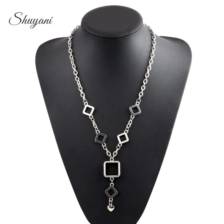 Newest-5pcs-lot-Fashion-Floating-Locket-Necklace-Crystal-Square-Magnetic-Glass-Locket-Necklace-Pendant