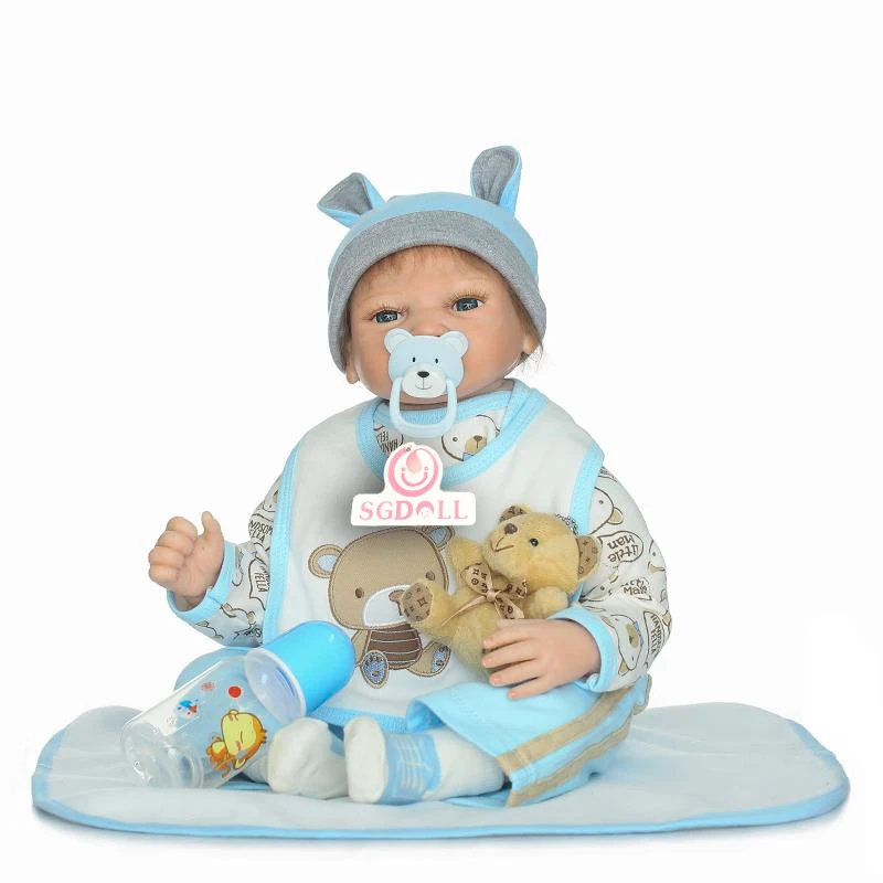 

55cm/22" Handmade Lifelike Reborn Doll Silicone Vinyl Baby Boy Girl Doll with Clothes Pacifier Toy Collection