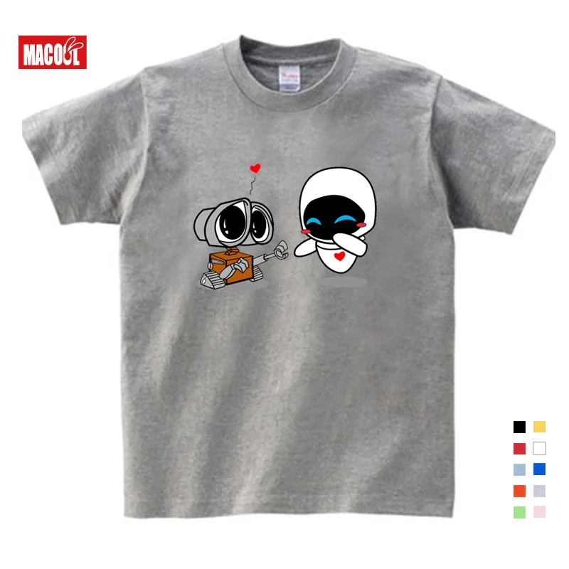

Wall-E Eve Robot Couple Cartoon Funny T Shirt Homme Jollypeach New Breathable Tshirt Kids Short Sleeve Children T-shirt 3T 5T 9T