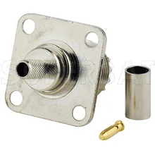 Superbat 10 шт. UHF обжимной разъем женский с 4 отверстиями Панель Крепление RF разъем для RG58, RG400, RG142, LMR195 кабель