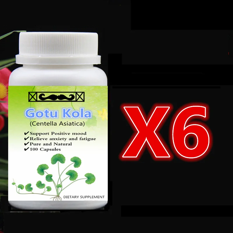 

6 bottle 600pcs,100% Origin Gotu Kola (Centella Asiatica) Extract,Support Positive mood,Relieve anxiety & fatigue,free shipping