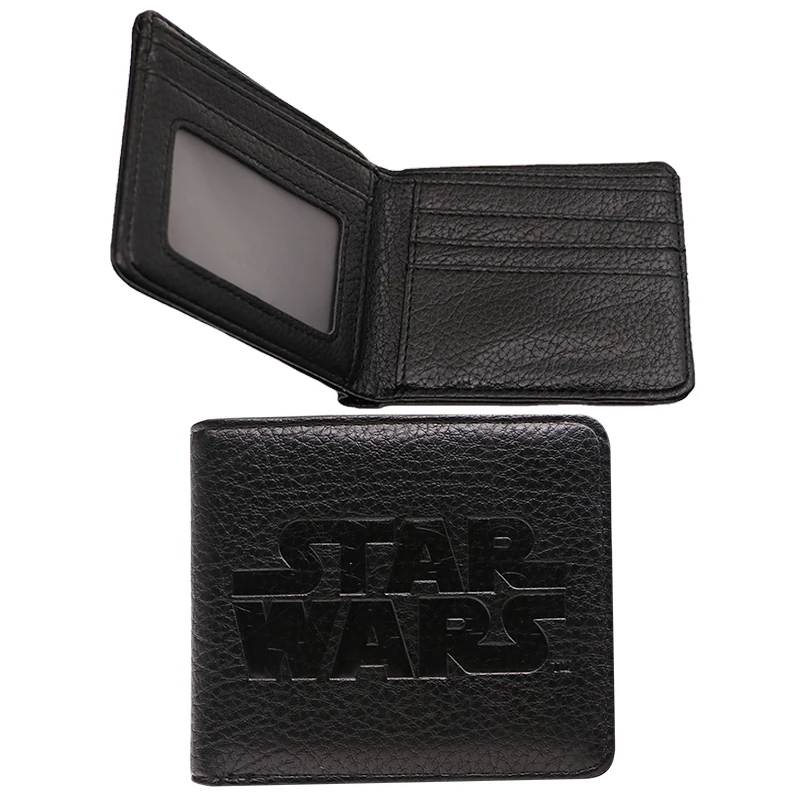 Звездные войны 3D логотип двойной складной бумажник pu кожаный бумажник черный мужской бумажник визитница