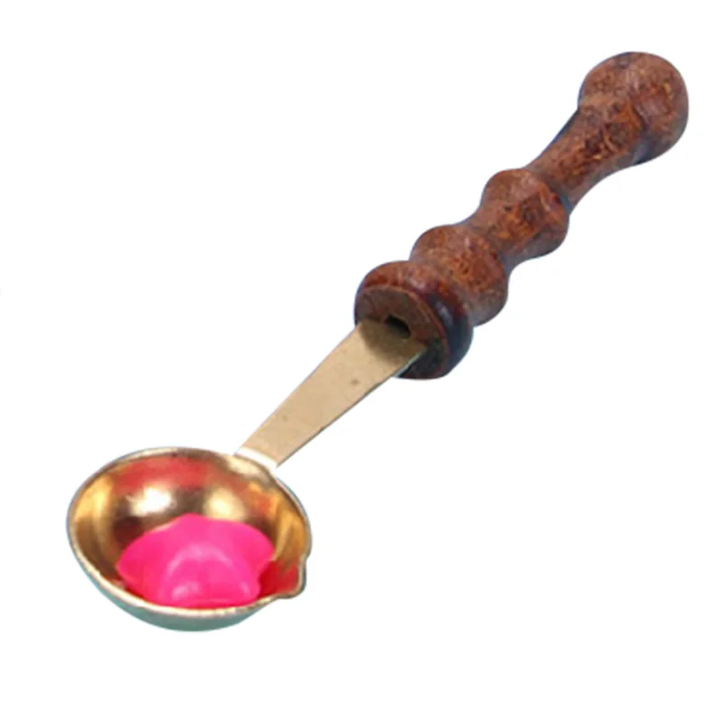 

Metal Wax Stamp Sealing Wax Spoon Vintage Wood Handle Sealing Wax Spoon Anti Hot Wax Spoon