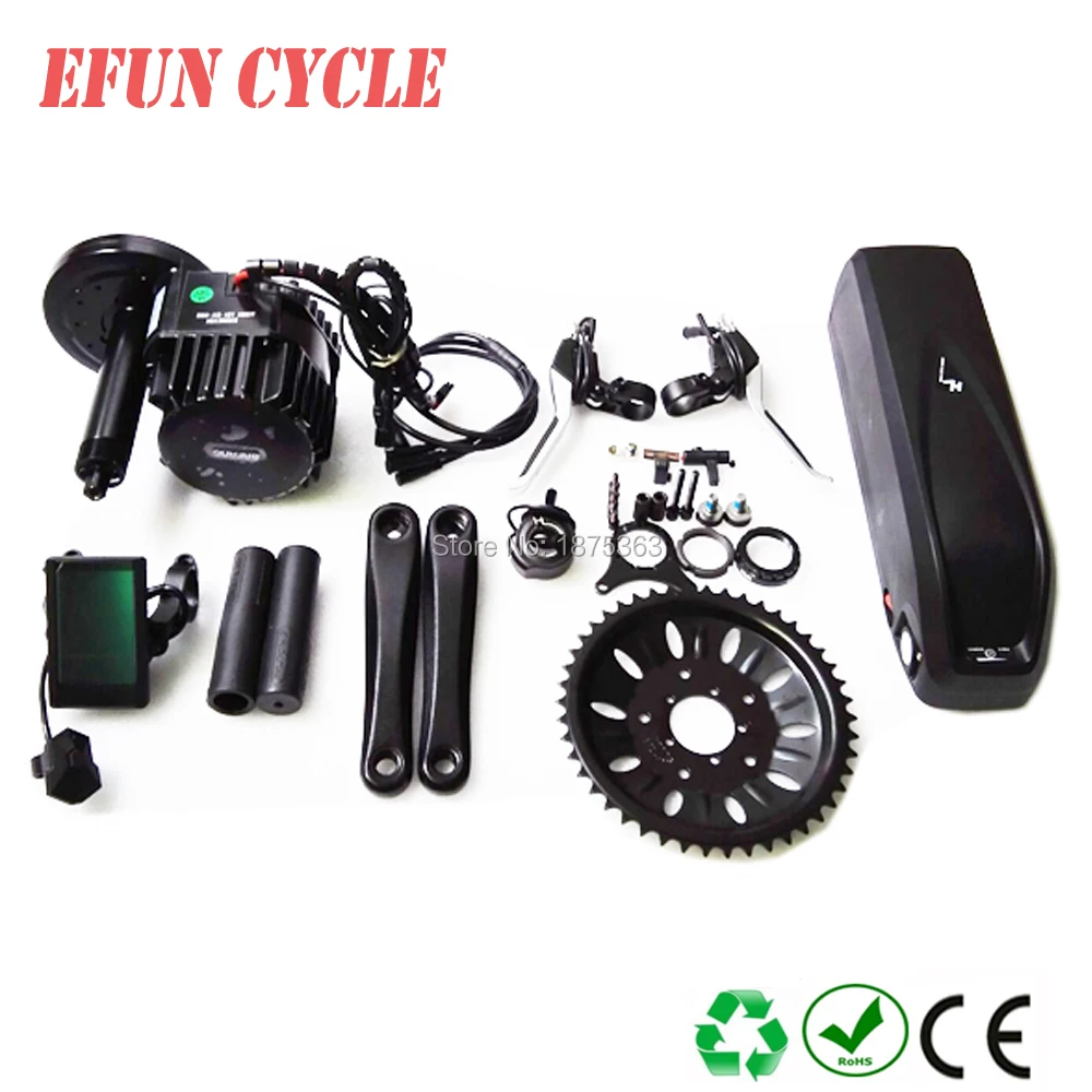 

Free shipping 52V Mid drive motor kits Bafang BBSHD/BBS03 48V 1000W with 52V 14Ah Hailong down tube battery for fat tire bike