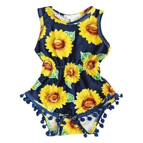 

PUDCOCO Newborn Baby Girls Floral And Tassel Bodysuit Jumpsuit Sunsuit Clothes