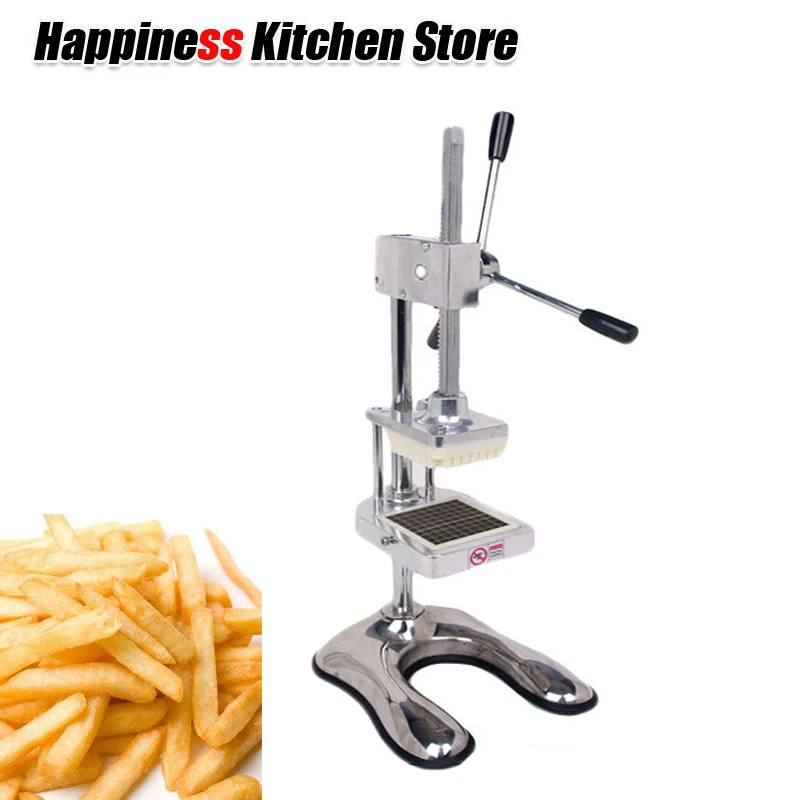 

Manual Stainless Steel Potato Cutter Vegetable Fruit Slicer Potato Chip Press Commercial Kitchen French Fry Cutter with 3 blades