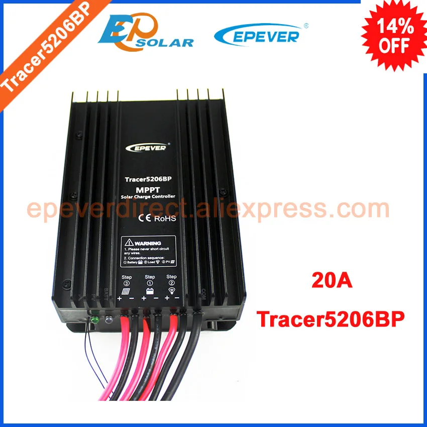 

20amp Tracer5206BP for 12v 260w 24v 520w solar panel system use EPSolar EPEVER 20A 12v 24v auto work apply to lithium battery