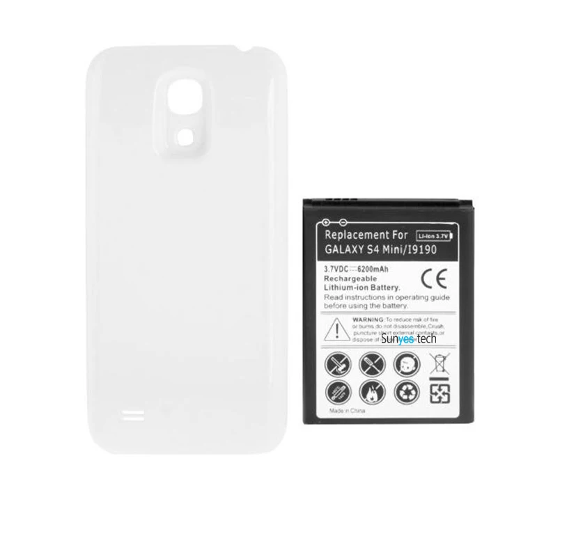 imágenes para 6200 mAh B500BE B500AE Batería Extendida + 2 Color Opcional de Nuevo caso de la cubierta para samsung galaxy s4 iv mini i9190 negro blanco imágenes para 6200 mAh B500BE B500AE Batería Extendida + 2 Color Opcional de Nuevo caso de la cubierta para samsung galaxy s4 iv mini i9190 negro blanco