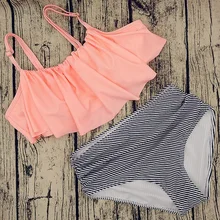 Kophia, женский купальник из двух частей, новое гофрированное платье Монокини, купальник, сексуальный, с воланами, танкини, купальник, женский, высокий, Васит, купальный костюм