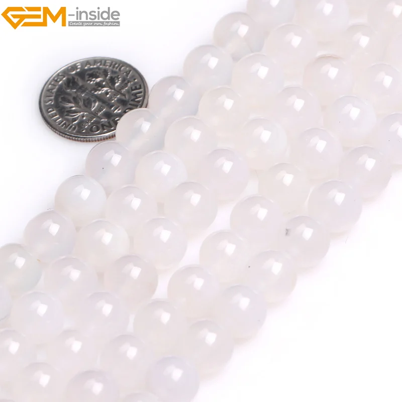 Бусы из камня Агата самодельные круглые белые 6 14 мм 15 дюймов|stone beads|beads for jewelry