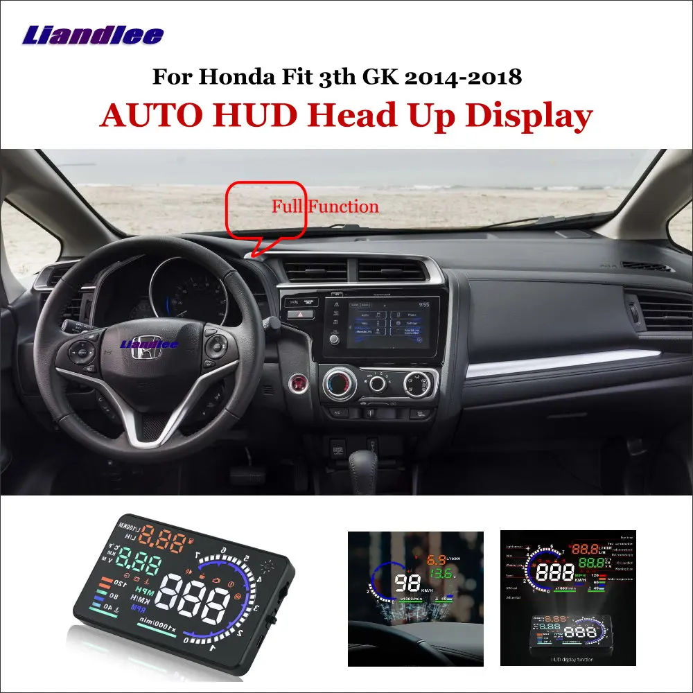 Автомобильный дисплей на лобовое стекло Liandlee HUD для Honda Fit 3th GK 2014-2018 безопасный