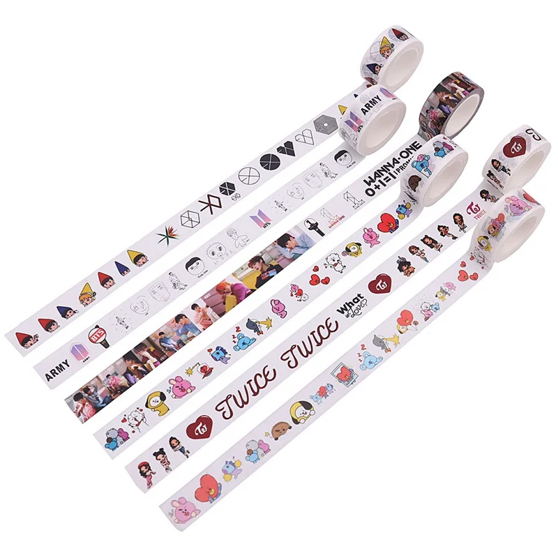 

New K-pop BTS WANNA ONE EXO Cute Tape Paper Masking Scrapbook Notebook Sticker DIY 2CM*10M