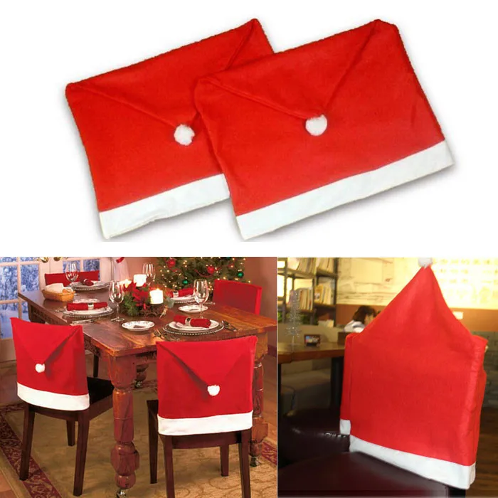 2018New 200 шт Санта шляпа рождественские покрытия для стула декор обеденный стул Рождественские кепки наборы и