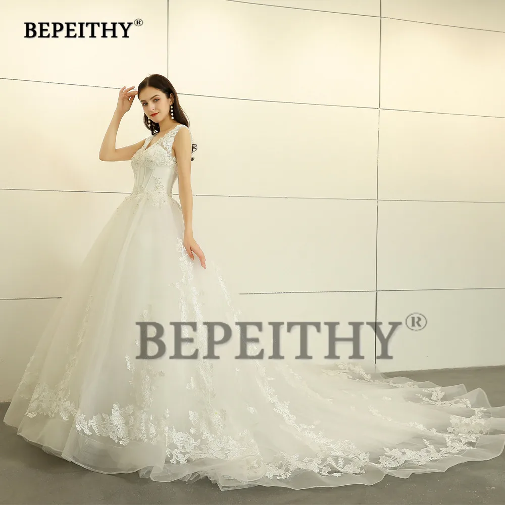 BEPEITHY, дизайн, бальное платье, свадебное платье, v-образный вырез, Vestido De Novia, со шлейфом, кружевное платье принцессы, свадебные платья