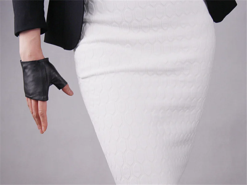Из натуральной кожи перчатки ультра-тонкий чистый овчины черный половина пальцев ультра-короткие перчатки для вождения женские модели TB02
