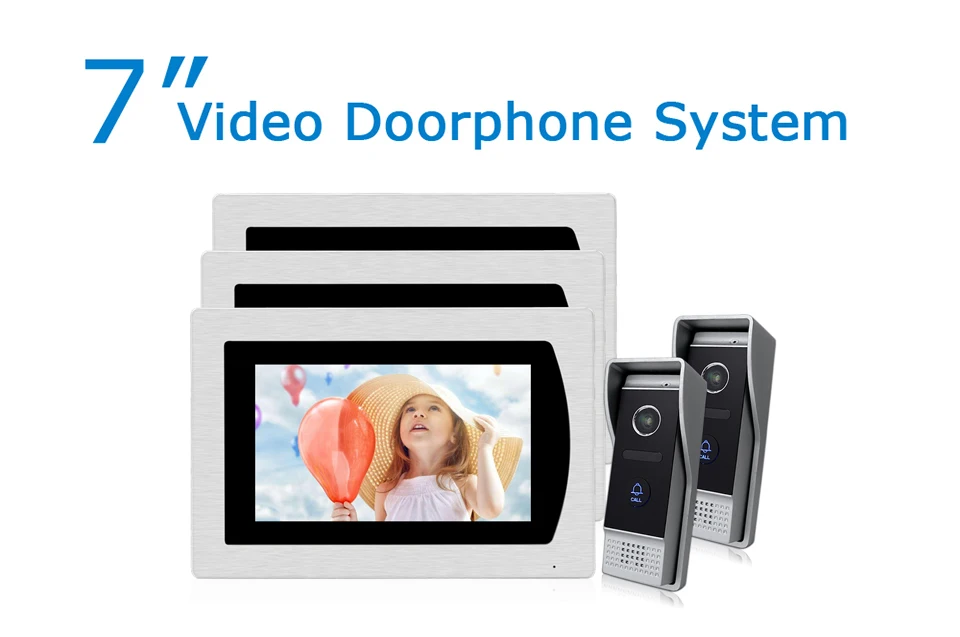 Sale 7" Touch Screen Video Door Phone Intercom Speaker Doorbell 4-Wired Waterproof Intercom System Unlocking Motion Detection 2 to 3 0