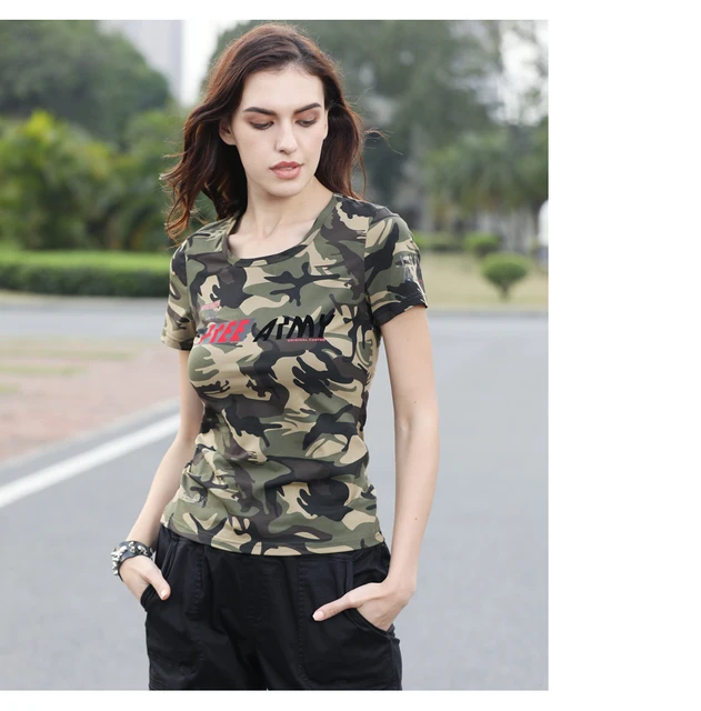 Cotton Camouflage T Shirt Women Summer 
