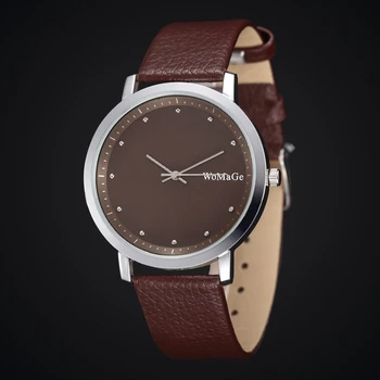 

2019 Simple Casual Women Watch Red Leather Band Lady Watches Silver Case Stainless Steel Back Quartz Wristwatch Girls Clock Gift