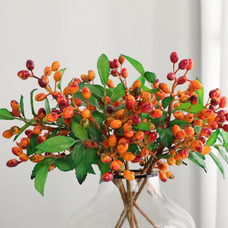 

New Artificial Flower Single Five-Prong Simulation Olive Fruit Blueberry Fruit Cranberry Berry Shooting Prop Home Wedding Decora