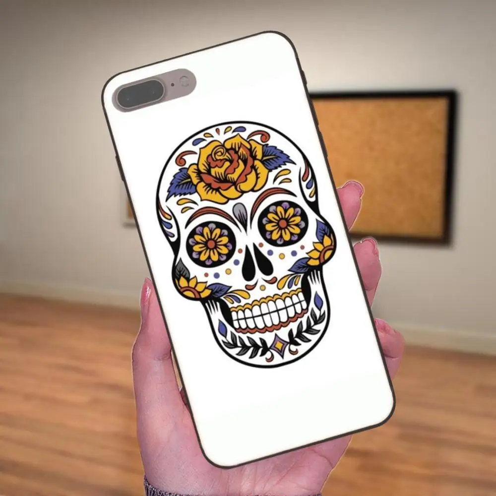 Цветной уникальный цветочный узор с черепом для Samsung Galaxy Note 4 8 9 G313 S3 S4 S5 S6 S7 S8 S9 S10 Edge