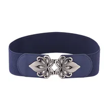 Cinturón ancho Vintage para mujeres Retro tótem cintura ancha elástico vestido ceñido en la cintura cinturón hebilla banda señoras pasek damski A9