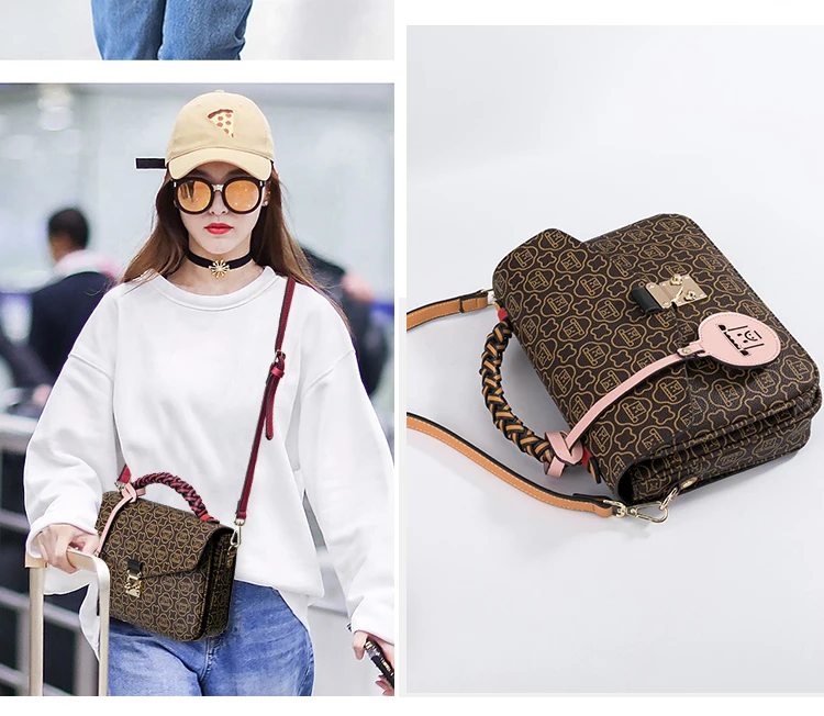 KYYSLO принт контраст женские сумки через плечо Pu кожаная сумочка сумки оригинальная ручная почтальонская сумка Мода