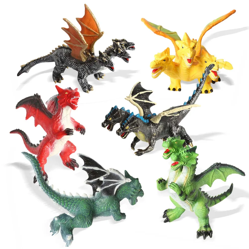 

Long Headed Dragon Animals Dinosaur Model Toys Action Figure Toy King Ghidorah Monster Series Soft Vinyl Plastic for kid