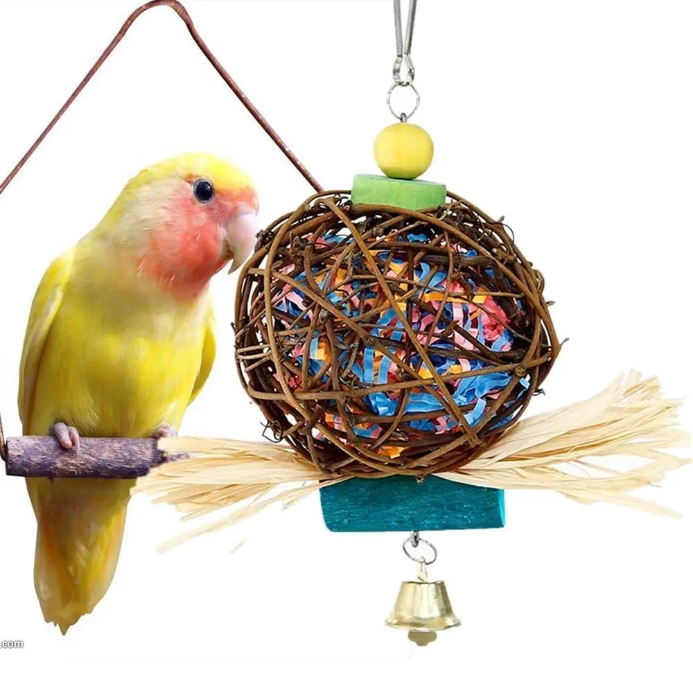 Colorful Parrot Bird Cage Toys Cockatiel Budgie Lovebird Wooden Parrots Swings