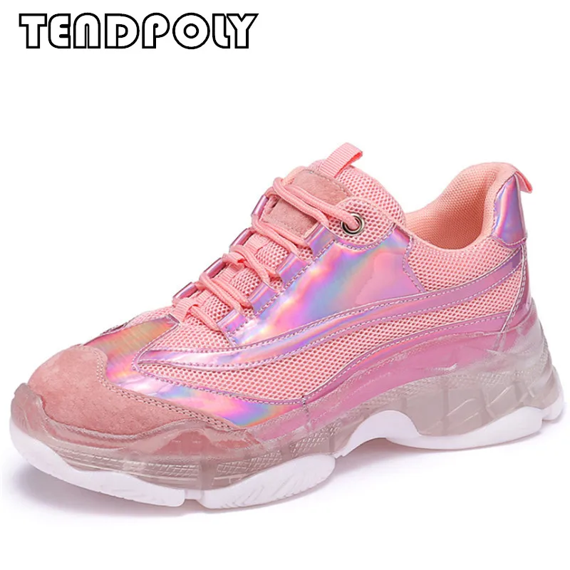 

New casual women's single shoes summer hot mesh transparent thick-soled women's shoes comfortable breathable wild sports shoes