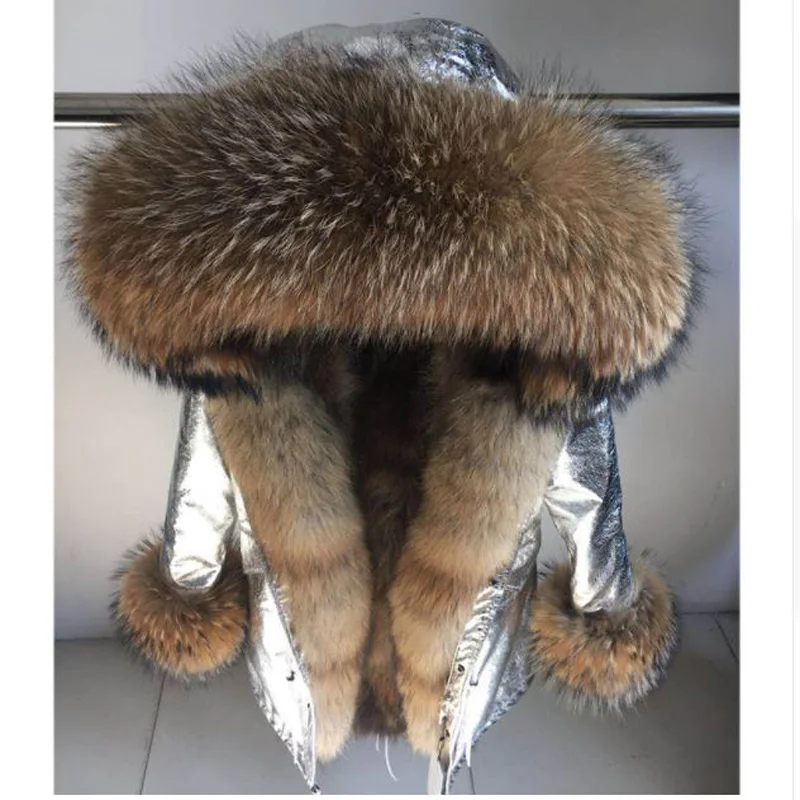 Renard c2 De Véritable Parkas Laveur Manchette Argent c4 c5 Femmes c3 Col Veste Fourrure Imperméable À Hiver Doublure Longue Manteau C1 Décontracté Raton L'eau Capuchon OwI1X0