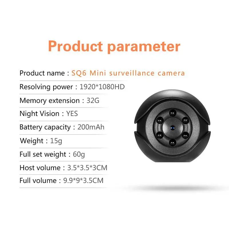 SQ6 мини камера 1080P Спорт DV Мини Инфракрасный монитор ночного видения скрытый небольшой DV видео регистратор поддержка Скрытая TF карта