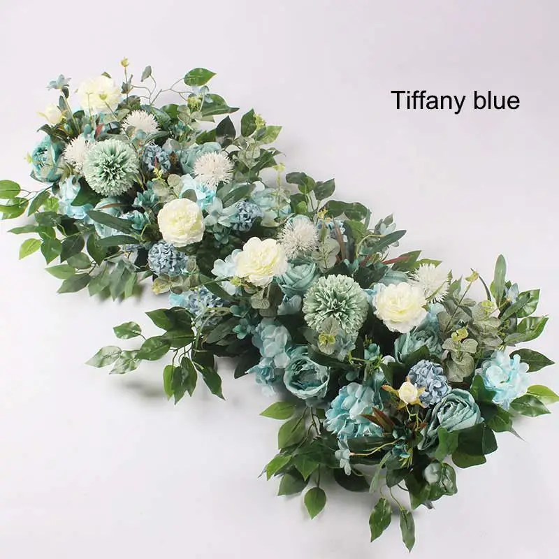 50 см Длина Шелковый цветок с пеной DIY Арка ряд цветов акантосфера Роза Пион смесь Цветок Для свадебное оформление украшение - Цвет: Tiffany Blue