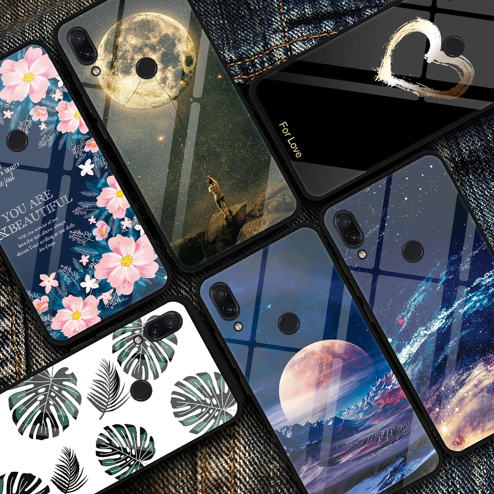 

Tempered Glass Phone Case For Xiaomi Redmi 7 K20 Pro Note 7 Pro Case Hard Glass Soft Bumper Cover For Xiaomi Pocophone F1 Cases