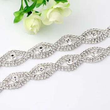 

AAA-Grade Crystal Rhinestone Cup Chain Golden Base Wedding Dress Decoration Trim Applique Sew on Party Dress