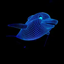 3D мультфильм ночник творческий светодиодный Home Decor Прекрасный озорной Дельфин лампы Спальня стол Cafe сна освещения Luminaria подарок