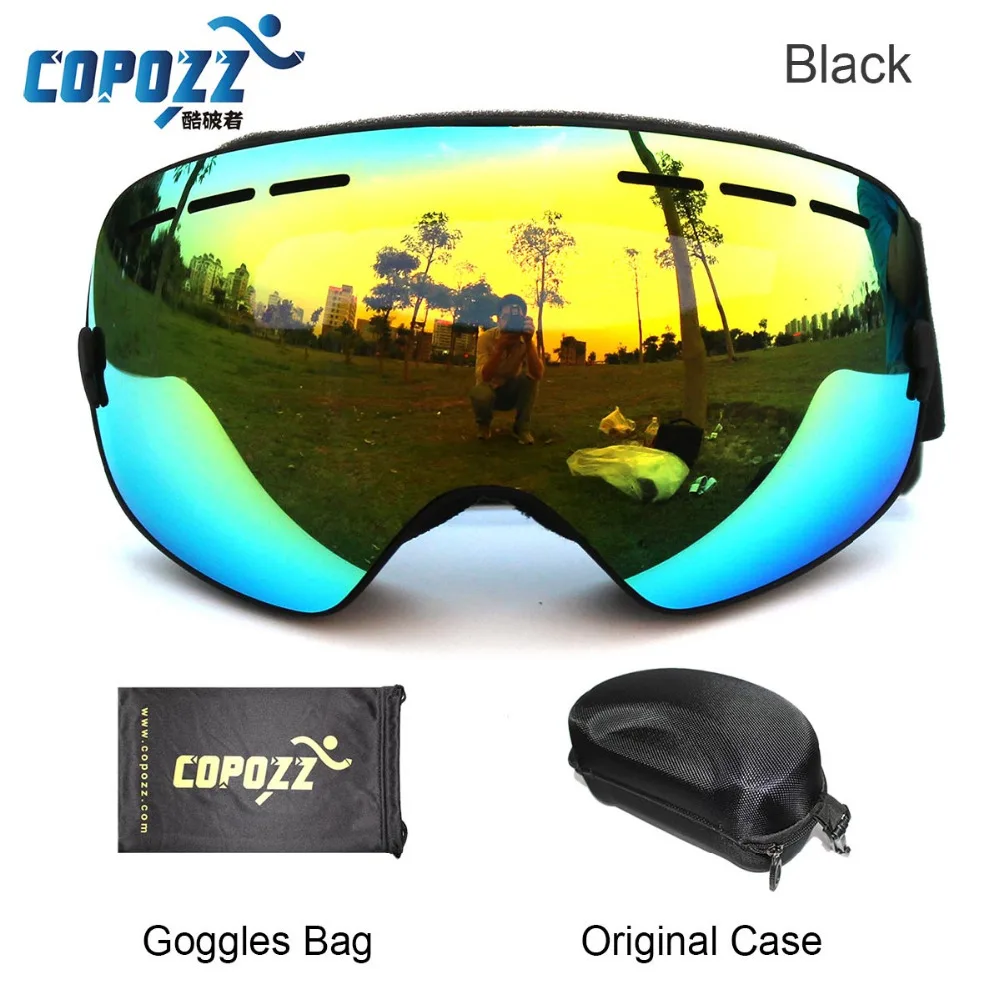 Brand COPOZZ ski goggles double lens UV anti fog big spherical font b skiing b font