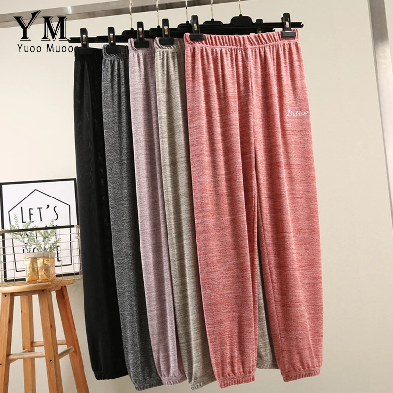 

YuooMuoo Cotton Linen Women Causal Loose Trousers Solid Color Female Elastic Waist Chic Pockets Women's Summer Harem Pants