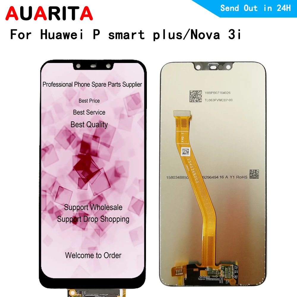 6," ЖК-дисплей для huawei Nova 3i/P Smart Plus Nova3i INE-LX1 L21 LX2 ЖК-дисплей, сенсорная панель, дигитайзер экрана с рамкой в сборе