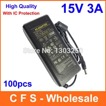 

100pcs High Quality AC/DC 15V 3A Power Supply Adapter 15V 45W Adaptor Charger Lots Express Free shipping wholesale