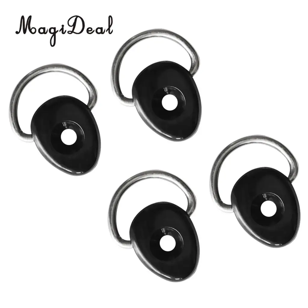 MagiDeal Outdoor Water Sports 4Pcs Kayak Loop Deck Fitting & D-Ring for Deck Bungee Line Rigging Safety Rowing Boats Acce Black